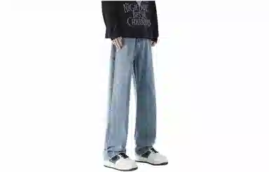 大卫贝肯 美式高街复古水洗基础款直筒长裤宽松垂坠感潮流百搭牛仔裤 男女同款