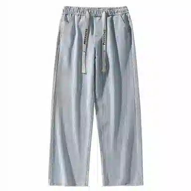 大卫贝肯 美式潮牌水洗做旧高街直筒裤字母刺绣系带时尚百搭宽松舒适休闲复古牛仔裤 男女同款