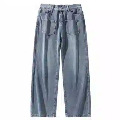 大卫贝肯 美式高街简约基础款复古水洗宽松柔软舒适休闲百搭显高直筒牛仔裤 男女同款