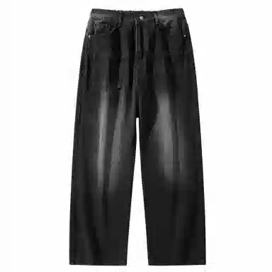 大卫贝肯 美式高街简约基础款复古水洗宽松柔软舒适休闲百搭显高直筒牛仔裤 男女同款