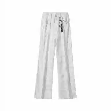 大卫贝肯 美式复古高街潮牌重工水洗扎染做旧脏脏白拼接休闲长裤宽松直筒工装牛仔裤 男女同款