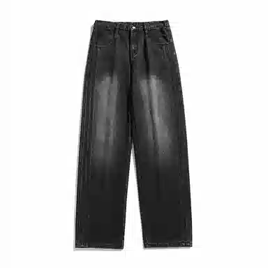 【dme】 时尚简约基础款宽松休闲长裤美式高街拼接设计中腰百搭直筒垂感牛仔裤 男女同款