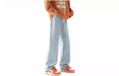 大卫贝肯 美式高街复古水洗基础款直筒长裤宽松垂坠感潮流百搭牛仔裤 男女同款