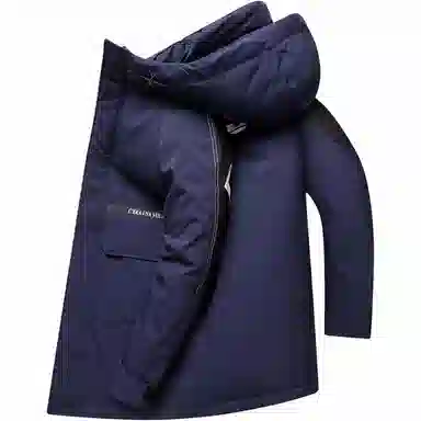 鸭鸭 字母印花连帽拉链长袖羽绒服 男款