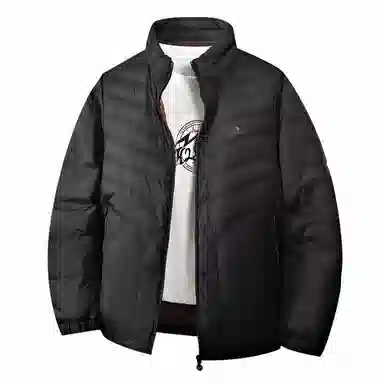 鸭鸭 纯色立领拉链休闲薄款羽绒服 男款