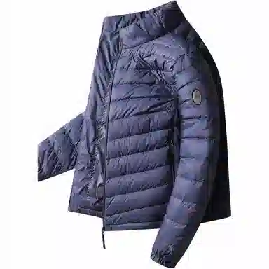 鸭鸭 纯色立领拉链休闲薄款羽绒服 男款