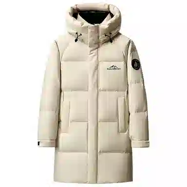 鸭鸭 石墨烯蓄热中青年纯色韩版休闲百搭户外防寒保暖中长款连帽羽绒服 男女同款