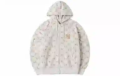 MLB Yankees Letter Print Hoodie Jacket Beige