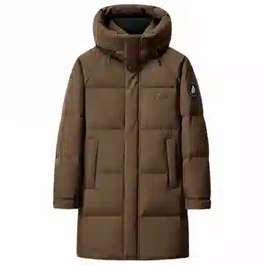 鸭鸭 石墨烯蓄热中青年纯色韩版休闲百搭户外防寒保暖中长款连帽羽绒服 男女同款