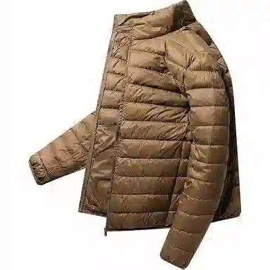 鸭鸭 纯色立领拉链休闲薄款羽绒服 男款