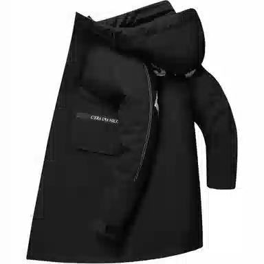 鸭鸭 字母印花连帽拉链长袖羽绒服 男款