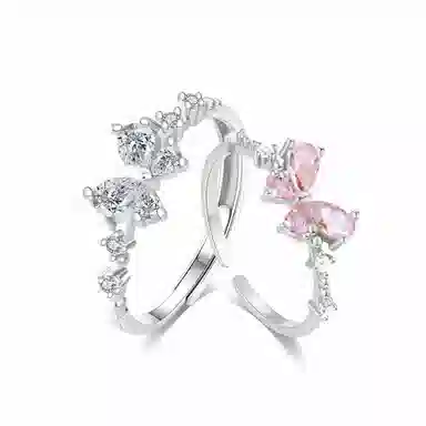 【高品质】 金师傅 甜心公主对戒 在逃公主系列森系梦幻唯美 闪钻蝴蝶结气质甜美百搭#好运 小众轻奢设计高 开口可调节戒指 女款