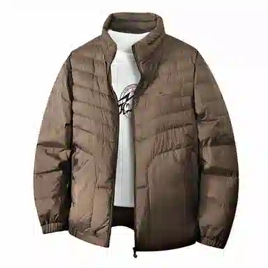 鸭鸭 纯色立领拉链休闲薄款羽绒服 男款