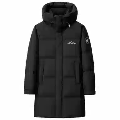 鸭鸭 石墨烯蓄热中青年纯色韩版休闲百搭户外防寒保暖中长款连帽羽绒服 男女同款