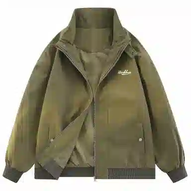 大卫贝肯 美式字母基础款工装教练户外通勤立领百搭舒适时尚长袖夹克外套 男女同款 黑色