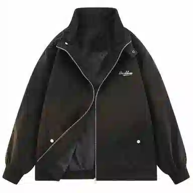 大卫贝肯 美式字母基础款工装教练户外通勤立领百搭舒适时尚长袖夹克外套 男女同款 黑色