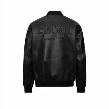 EVISU Leather Bomber Jacket Black