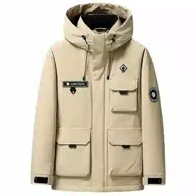 鸭鸭 石墨烯蓄热时尚韩版休闲百搭短款连帽山系户外运动多口袋防寒保暖工装羽绒服 男女同款