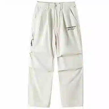 三体 纯色宽松休闲舒适工装裤 男女同款