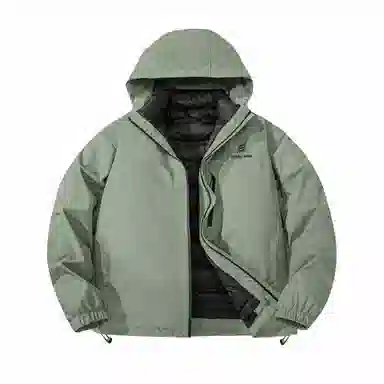 鸭鸭 经典暖冬系列 简约字母印花设计感学生党好物纯色户外通勤防风保暖抗皱宽松休闲百搭拉链连帽羽绒服 男女同款