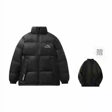 鸭鸭 经典暖冬系列 简约字母印花设计感青少年基础款学生党好物学院风纯色户外通勤防风保暖抗皱宽松休闲百搭拉链立领羽绒服 男女同款
