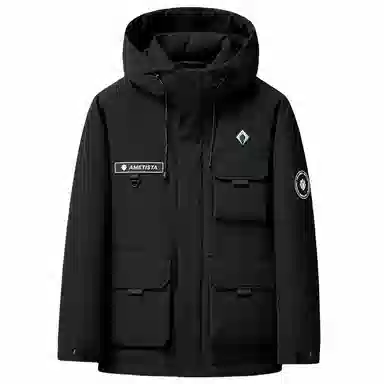 鸭鸭 石墨烯蓄热时尚韩版休闲百搭短款连帽山系户外运动多口袋防寒保暖工装羽绒服 男女同款