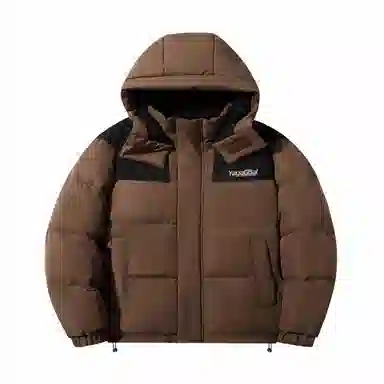 鸭鸭 经典暖冬系列 简约字母印花设计感青少年基础款插色学生党好物户外通勤防风保暖抗皱宽松休闲百搭连帽羽绒服 男女同款