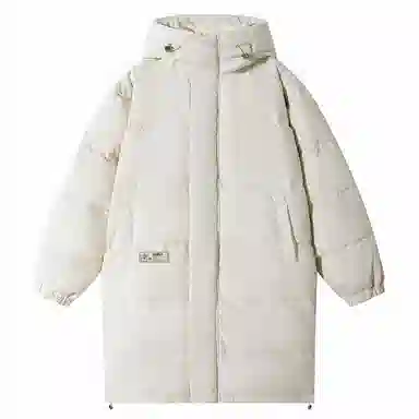 快鱼 东北极寒户外美式复古简约纯色基础款动物热熔标休闲时尚保暖加厚百搭宽松面包服连帽羽绒服 男女同款 黑色