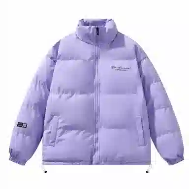 三体 不要回答系列 美式宽松保暖柔软舒适简约字母印花纯色百搭基础款防风防水防寒加厚立领开衫潮牌棉服 男女同款