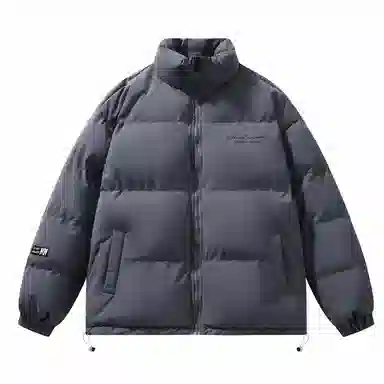 三体 不要回答系列 美式宽松保暖柔软舒适简约字母印花纯色百搭基础款防风防水防寒加厚立领开衫潮牌棉服 男女同款