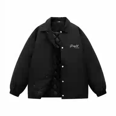 三体 水滴系列 简约字母印花美式宽松保暖百搭纯色基础款防风防水防寒加厚复古立领开衫潮牌面包服外套柔软舒适棉服 男女同款