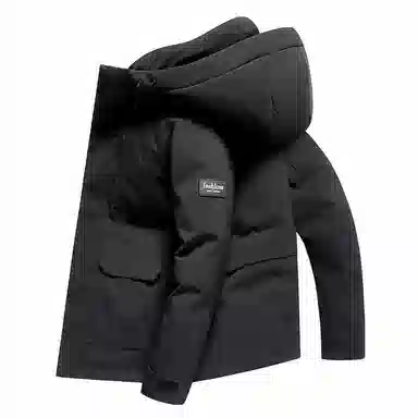 斯巴奴 加厚工装短款拼接连帽长袖羽绒服 男款