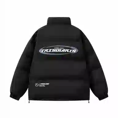 三体 文明系列 宽松保暖百搭纯色简约基础款字母印花防风防水防寒加厚美式复古立领开衫潮牌柔软舒适面包服棉服 男女同款