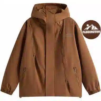 帕丁顿熊 复古高街废土机能风连帽三合一可拆卸内胆防风冲锋夹克外套 男女同款