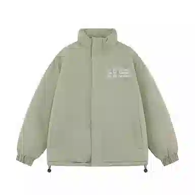 三体 不要回答红岸基地系列 简约基础款字母印花美式复古潮牌柔软舒适立领抽绳下摆宽松休闲加厚保暖字母长袖面包服棉服 男女同款