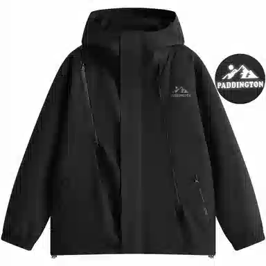 帕丁顿熊 复古高街废土机能风连帽三合一可拆卸内胆防风冲锋夹克外套 男女同款