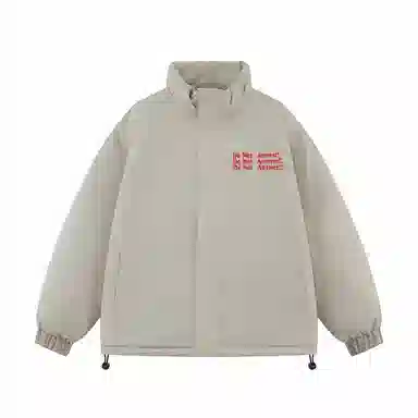 三体 不要回答红岸基地系列 简约基础款字母印花美式复古潮牌柔软舒适立领抽绳下摆宽松休闲加厚保暖字母长袖面包服棉服 男女同款