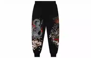 Sanshengliubu Heavy Industry Embroidered Pants Black
