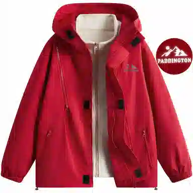 帕丁顿熊 复古高街废土机能风连帽三合一可拆卸内胆防风冲锋夹克外套 男女同款