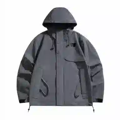 赛琪 户外登山攀岩纯色运动时尚舒适休闲风衣连帽长袖多口袋工装机能风防风防水宽松休闲百搭通勤夹克外套 男女同款