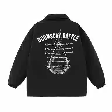 三体 水滴末日之战系列 基础款水滴字母印花美式复古休闲宽松户外机能风防风防水防寒加厚保暖潮牌教练棉服 男女同款