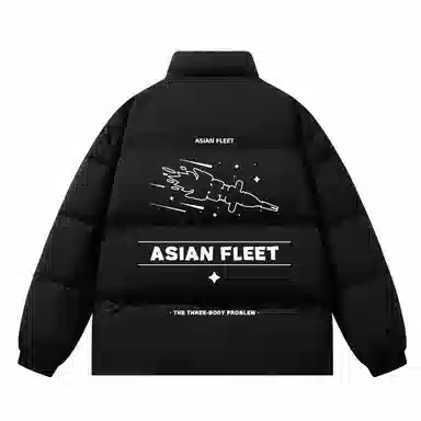 三体 太空亚洲舰队系列 简约基础款纯色字母印花宽松休闲加厚保暖防风防水防寒立领美式复古高街潮牌面包服棉服 男女同款