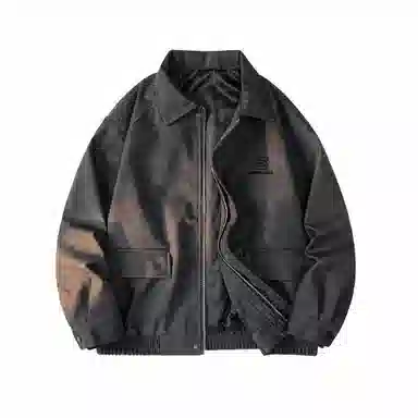 敦煌博物馆 美式复古翻领落肩流行脏脏元素休闲宽松百搭高街机车夹克外套 男女同款