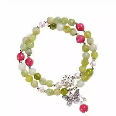 【秀玉蔷薇】 指尖瑰宝 招财进宝纳福转运八方来财财运滚滚珠圆玉润珠事顺利早日脱单爱情美满#好运天然 岫玉（蛇纹石玉） 手串 女款