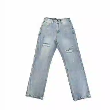 赞仕 宽松休闲直筒牛仔裤 男女同款 浅蓝色