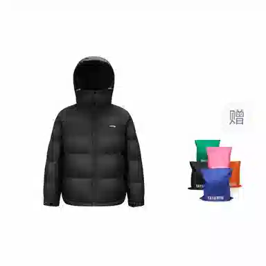 鸭鸭 加厚高蓬松舒适保暖短款面包羽绒服 男女同款 黑色