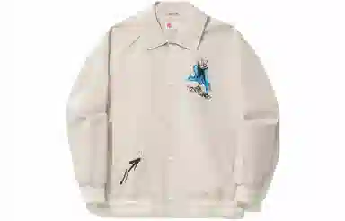 中国李宁 字母印花单排扣翻领夹克外套 男款 云母灰