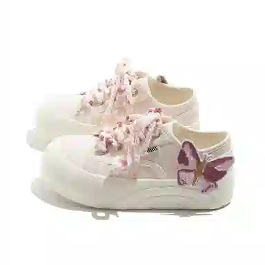 蝴蝶鞋带学院风甜美可爱舒适百搭潮流时尚 透气包裹性轻便 低帮 帆布鞋 女款