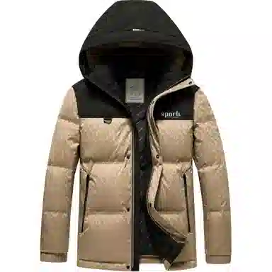 雅鹿 加厚连帽户外运动拼接撞色保暖羽绒服 男款