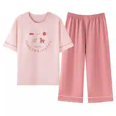 细舍 薄款卡通可爱短袖家居服睡衣套装 女款